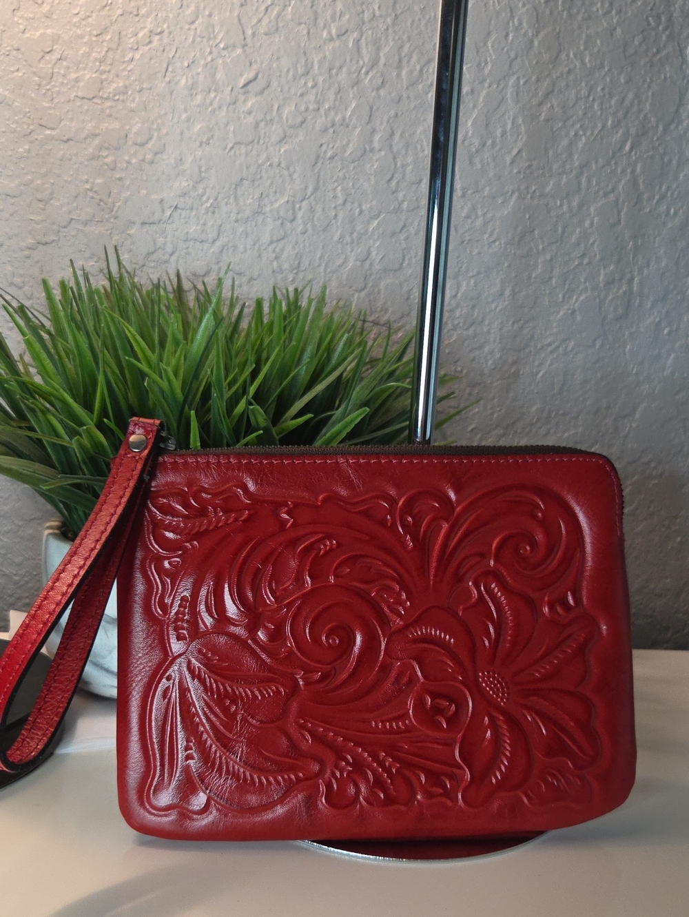 Patricia Nash Red Leather Wristlet
